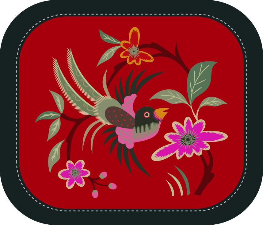 中国传统刺绣图案鸟语花香系列五,矢量素材