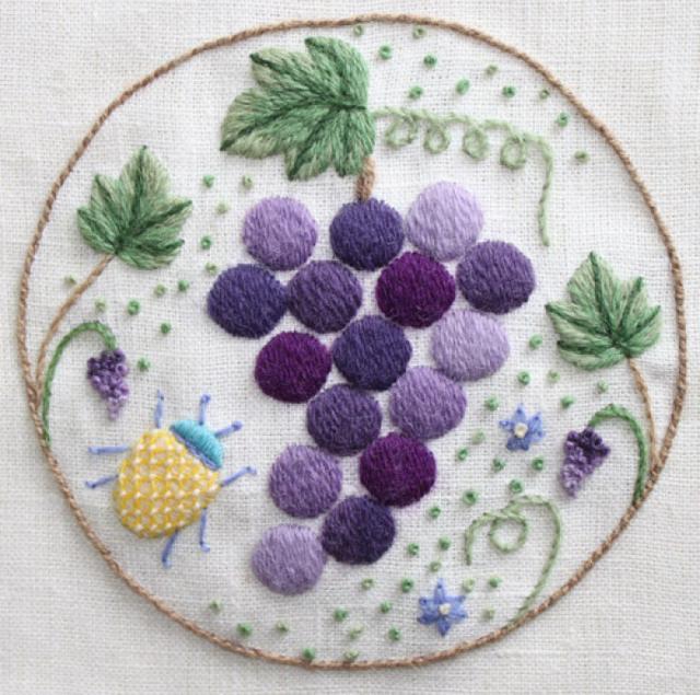 DIY手工刺绣:清新可爱的小水果刺绣,图案针法都简单,一学就会